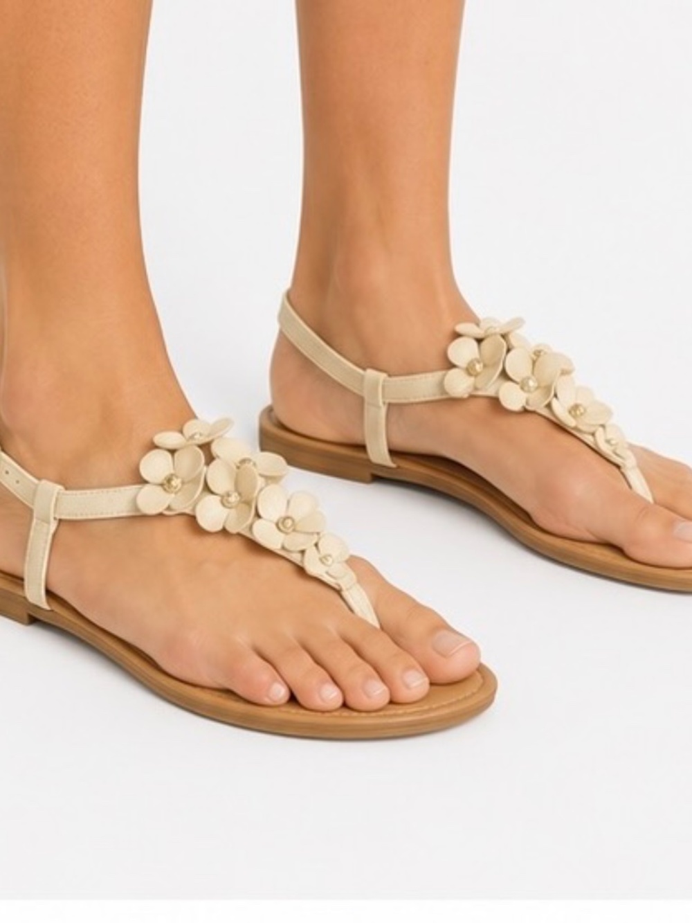 Lauren Conrad Women’s Cream Floral Thong Sandals